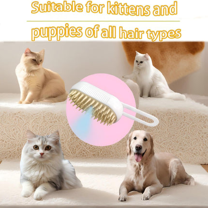 Rechargeable Cat & Dog Steam Brush – Skin-Friendly Deshedding Grooming Tool