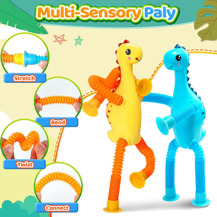 4Pcs Dinosaur Airplane Travel Toys – Suction Cup Sensory Fun for Kids & Toddlers