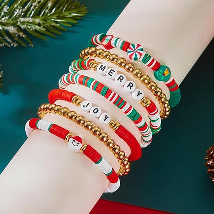 6/7PCS Christmas Bracelets for Women – Holiday Stretch Bracelets in Bulk for Festive Gifting