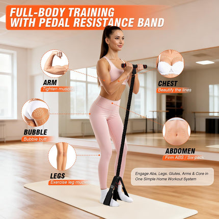 Pedal Resistance Bands with Handles for Full Body Home Workout and Strength Training