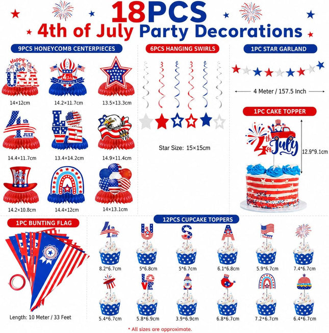 4th of July Decorations Set Patriotic Party Supplies Independence Day Decor