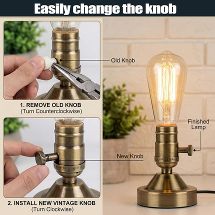 4 Pack Antique Brass Light Switch Knob On/Off Replacement Lamp Switch