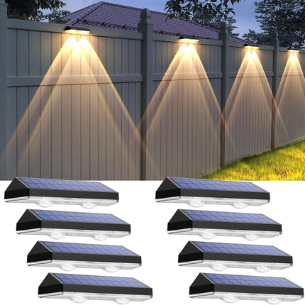 8 Pack Solar Fence Lights Outdoor IP65 Waterproof 3 Colour Modes 2700K 4000K 6000K