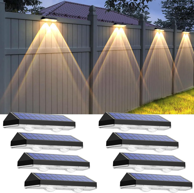 8 Pack Solar Fence Lights Outdoor IP65 Waterproof 3 Colour Modes 2700K 4000K 6000K