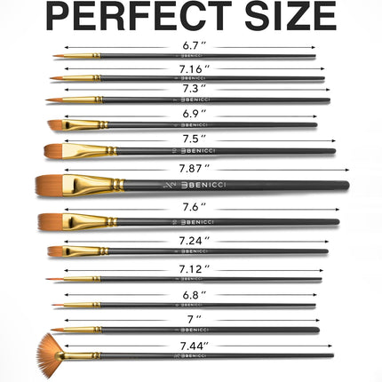 12Pcs Professional Artist Paint Brush Set for Watercolor Oil Acrylic Painting