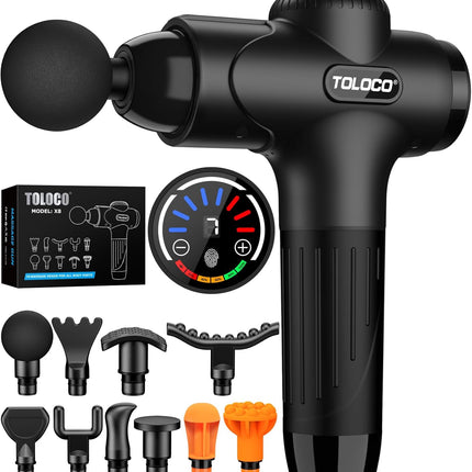 Percussion Massage Gun with 10 Massage Heads for Muscle Recovery & Relaxation