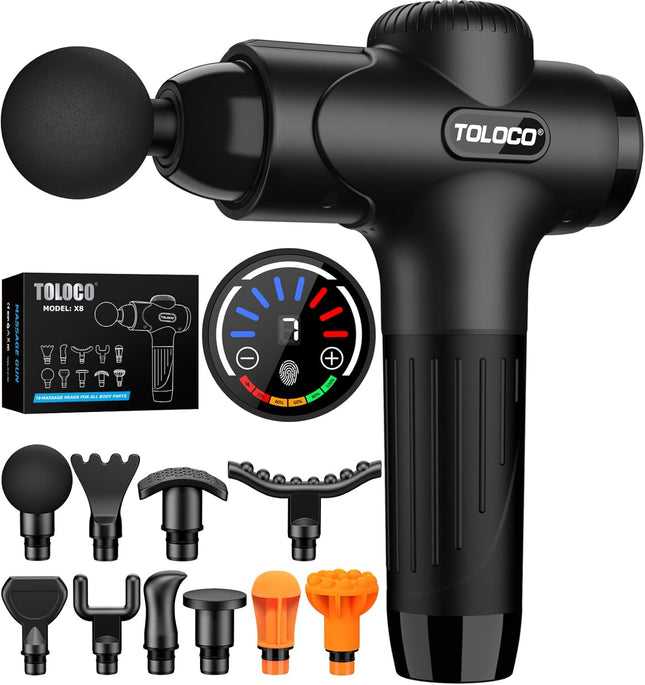 Percussion Massage Gun with 10 Massage Heads for Muscle Recovery & Relaxation