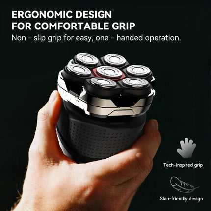 7D Rotary Electric Shaver for Men, IPX6 Waterproof, Type-C Fast Charge, LED Display & Case