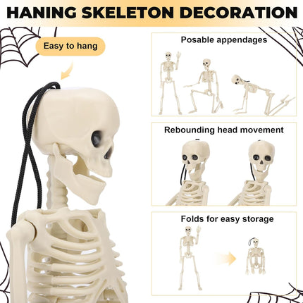 5-Piece 16in Posable Halloween Skeletons, Plastic Graveyard & Haunted House Decor