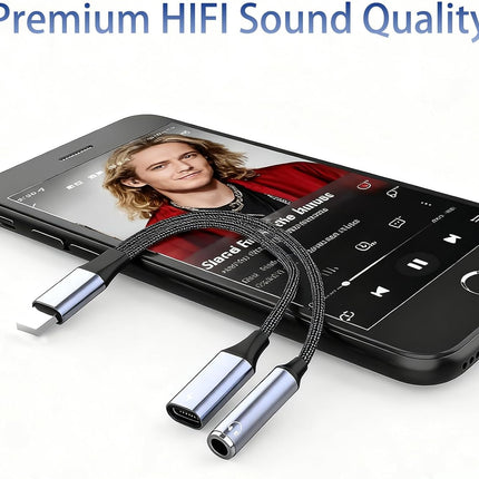 Lightning Splitter Adapter for iPhone – Audio & Charging, Music Control