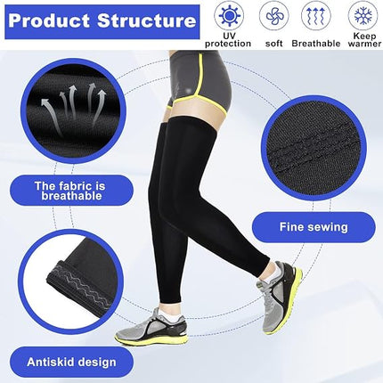 Compression Leg and Arm Sleeves 2 Pairs Each UV Protection Anti-Slip Silicone Strips
