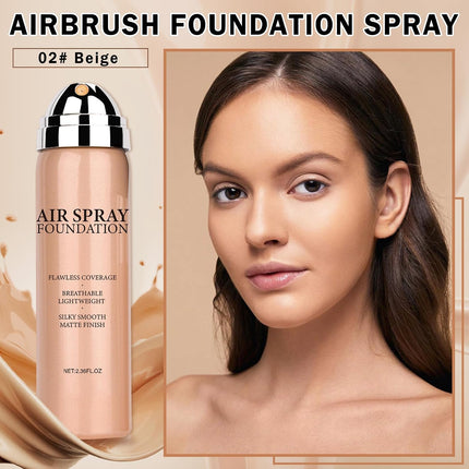 Air Brush Foundation Mature Skin 02 Beige, Lightweight Moisturizing Makeup, Buildable Coverage