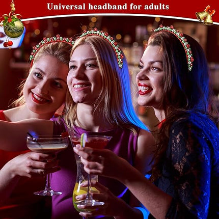 2-Pack Christmas Headbands – Red, Green & Silver Holiday Bells for Women
