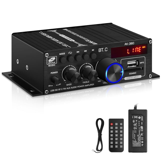 AK-380 400W+400W Bluetooth Audio Amplifier, USB/SD/FM/AUX, HiFi Stereo