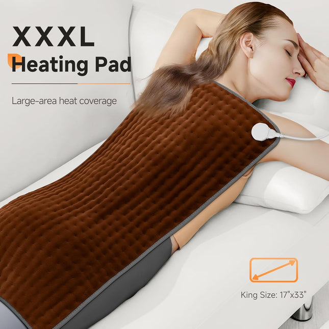 Heating Pad for Back & Body Pain Relief, 6 Heat Settings, Auto-Off, 17"x33"