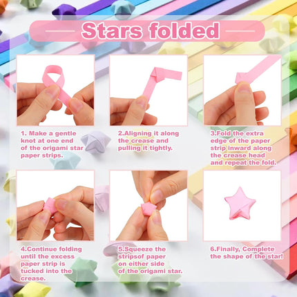 2060 Sheets Origami Star Paper Strips, 27 Colors, Double-Sided, 8.5x0.4" DIY Craft Paper