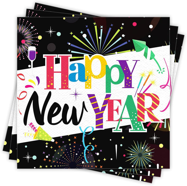 Happy New Year 2026 Cocktail Napkins – 40-Pc Party Table Decorations