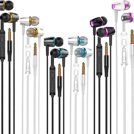 6-Pack Wired Earbuds with Microphone In-Ear Headphones Powerful Bass
