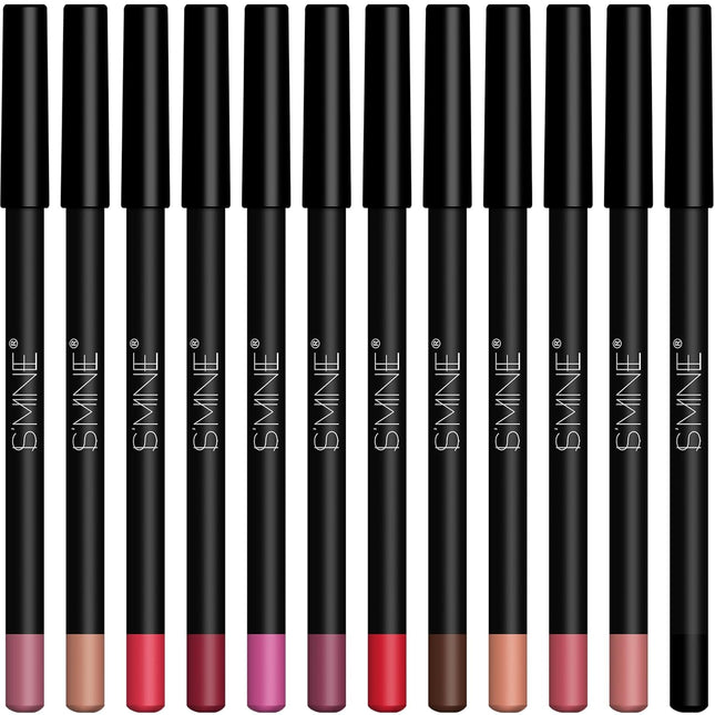 12 Colors Matte Lip Liner Pencil Set High Pigment Long Lasting Makeup
