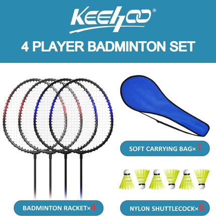 Badminton Rackets Set 2/4/6, Racquets with Shuttlecocks & Carry Bag for All