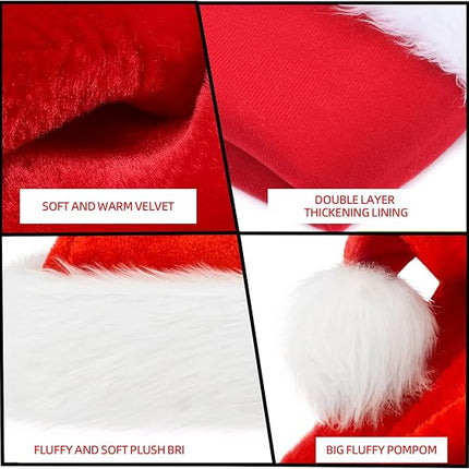 DIY Santa Hat Christmas Velvet Hat for Adults – Thick Fur with Letters & Stickers