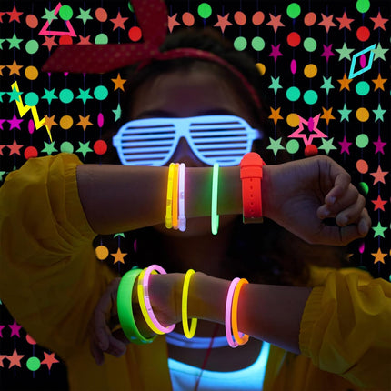 127ft Glow Neon Party Set – 6 Colors UV Blacklight Tape & Hanging Decorations