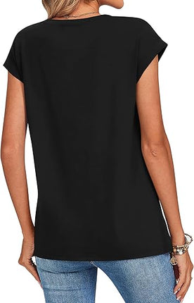 Women’s Summer Casual Cap Sleeve Tops Business Dressy Trendy Fashion Shirts