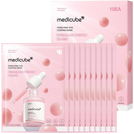 10Pcs Salmon DNA PDRN Pink Vitamin Sheet Masks, Hydrating Korean Skincare, 0.77oz