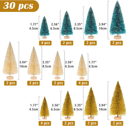 30PCS Mini Pine Christmas Trees – Tabletop Holiday Tree Decor & Toppers