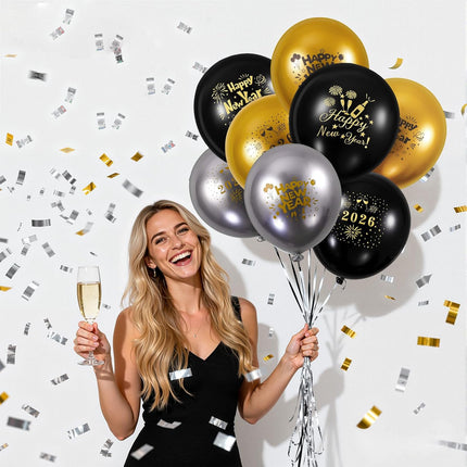 50-Pc 2026 New Year Balloons – Latex Balloons for NYE Party Garland & Arch