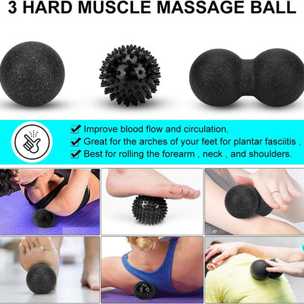 Foam Roller Set with Massage Stick, Foot Balls & Stretch Strap for Therapy