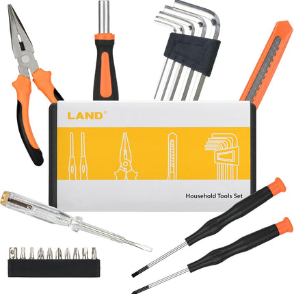 22pc Small Tool Kit with Toolbox for Household Repairs DIY & Garage Use
