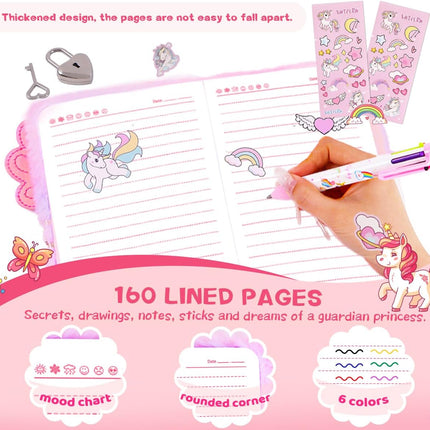 Axolotl Diary for Girls with Lock and Keys Kids Journal Writing Drawing Gift Set