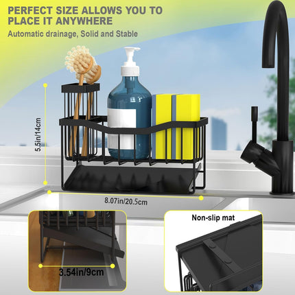 Maifan Kitchen Sink Caddy – Sponge & Brush Holder with Stainless Steel Tray