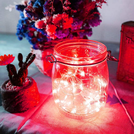 Red LED Fairy Lights 5m – Battery Operated Starry Copper Wire for Holiday & Wedding