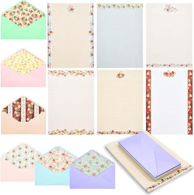 60 Sheets Vintage Floral Stationery – 30 Envelopes, 6 Designs for Writing & Calligraphy