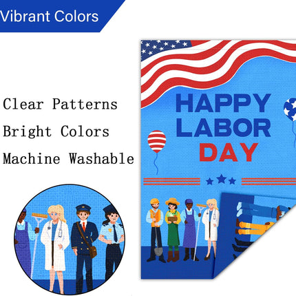 Happy Labor Day Occupations Garden Flag 12x18 Double Sided Burlap Only