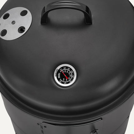 16-Inch Vertical Charcoal Smoker BBQ Grill, 2-Layer Outdoor Smoker with Thermometer, Black