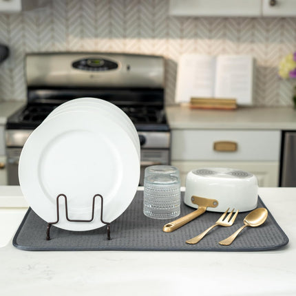 Microfiber Dish Drying Mat XL, 18x24 Kitchen Counter Protector, Charcoal