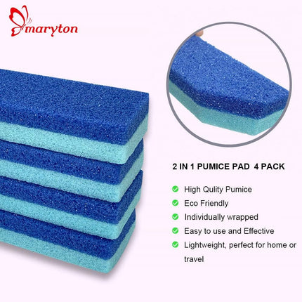 4-Pack Foot Pumice Stones, Hard Skin & Callus Remover Scrubber, Blue