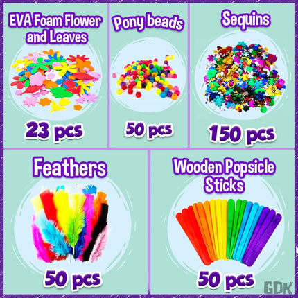 1170pc Kids Arts & Crafts Supply Kit DIY Crafting Set for Ages 4+