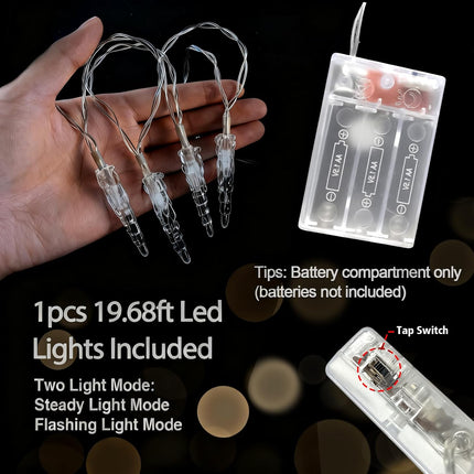 Christmas Battery Powered Icicle Lights – 20ft 40 LED Indoor String Lights
