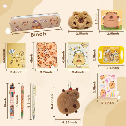 24Pcs Capybara Stationery Set – Back to School, Keychains, Stickers, Notebooks