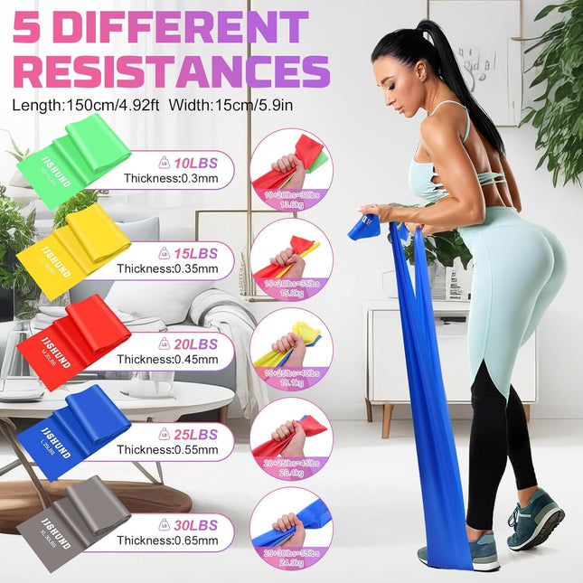 5 Pcs Resistance Bands Set for Yoga, Pilates and Strength Training Workouts