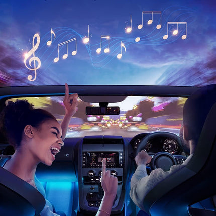 RGB Car Interior LED Lights, App Control, Music & DIY Mode, 2-Line 12V Car Lights