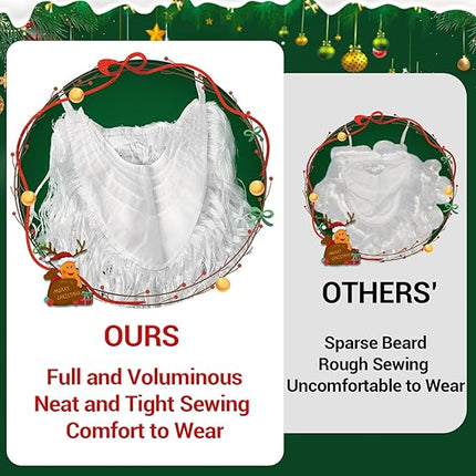 Santa Hat & Beard Set for Adults – Christmas Costume Face Cover Accessory