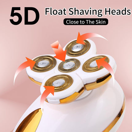 5-in-1 Electric Razor for Women Rechargeable Wet Dry Shaver Leg Bikini Face Hair