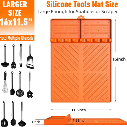 Orange Silicone Grill Mat for Blackstone & BBQ Griddles – Drip & Spatula Mat