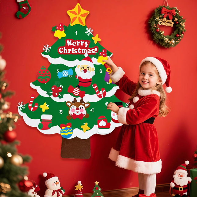 3ft DIY Felt Countdown to Christmas Advent Calendar – 24 Ornaments for Wall Hanging