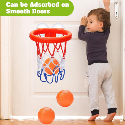 Bathtub Basketball Hoop – Bath & Shower Toy for Kids 4-8, 3 No-Hole Balls